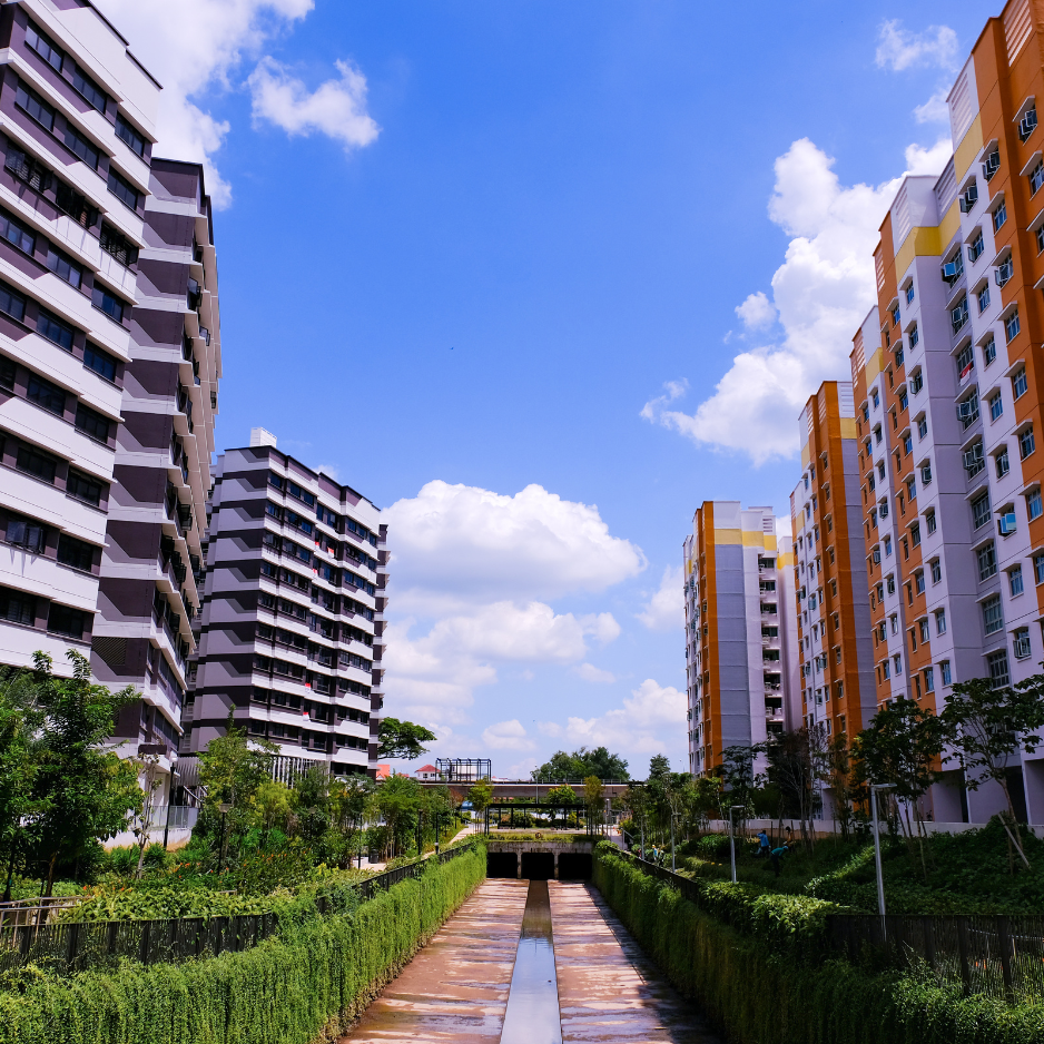 A frontal view of Singapore HDB estate